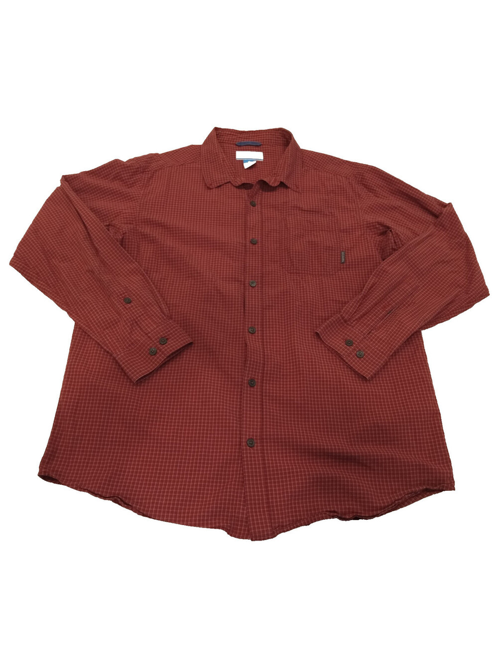 Columbia Shirt Mens XL Red Plaid Grid Long Sleeve Button Down Utility Pocket XL